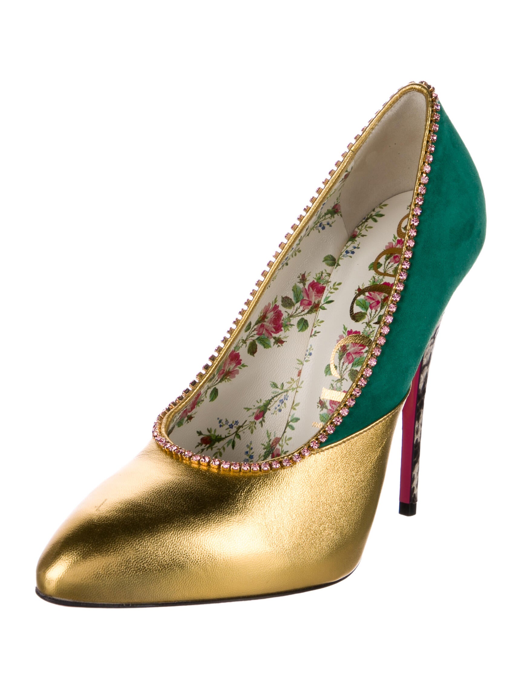 Gucci Leather Colorblock Pattern Pumps