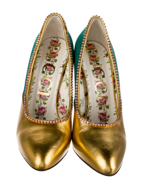 Gucci Leather Colorblock Pattern Pumps