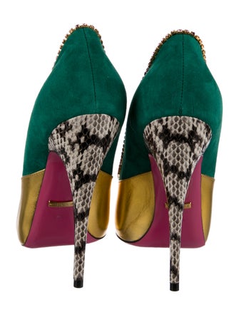 Gucci Leather Colorblock Pattern Pumps