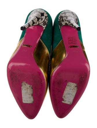 Gucci Leather Colorblock Pattern Pumps