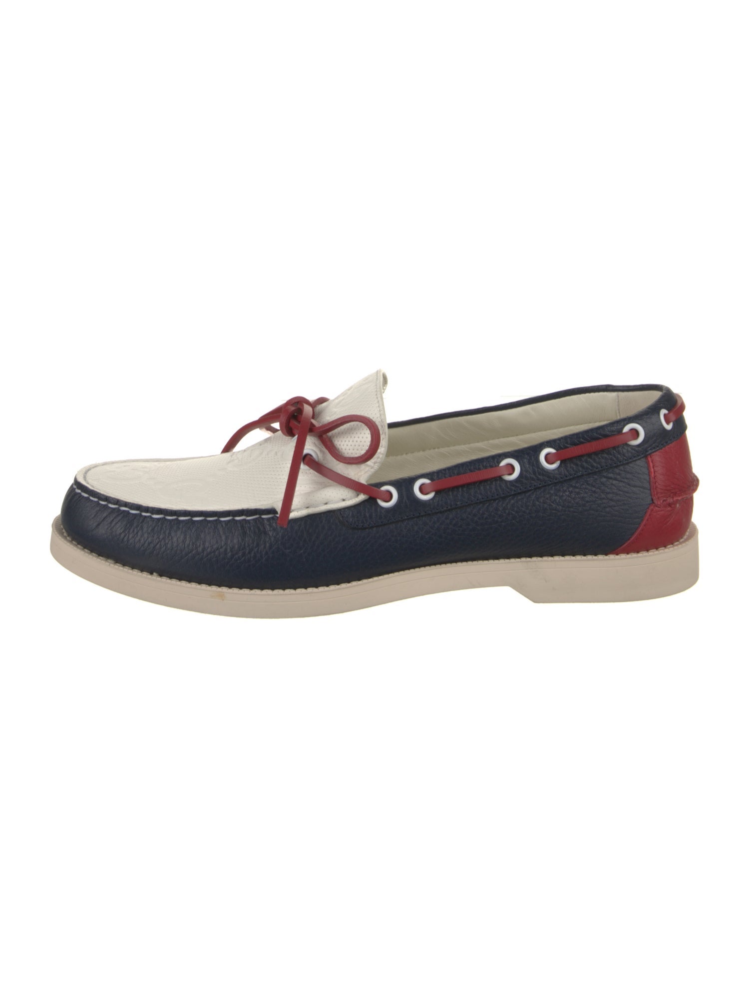 Gucci Leather Colorblock Pattern Boat Shoes