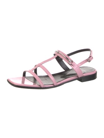 Gucci Horsebit Accent Patent Leather T-Strap Sandals