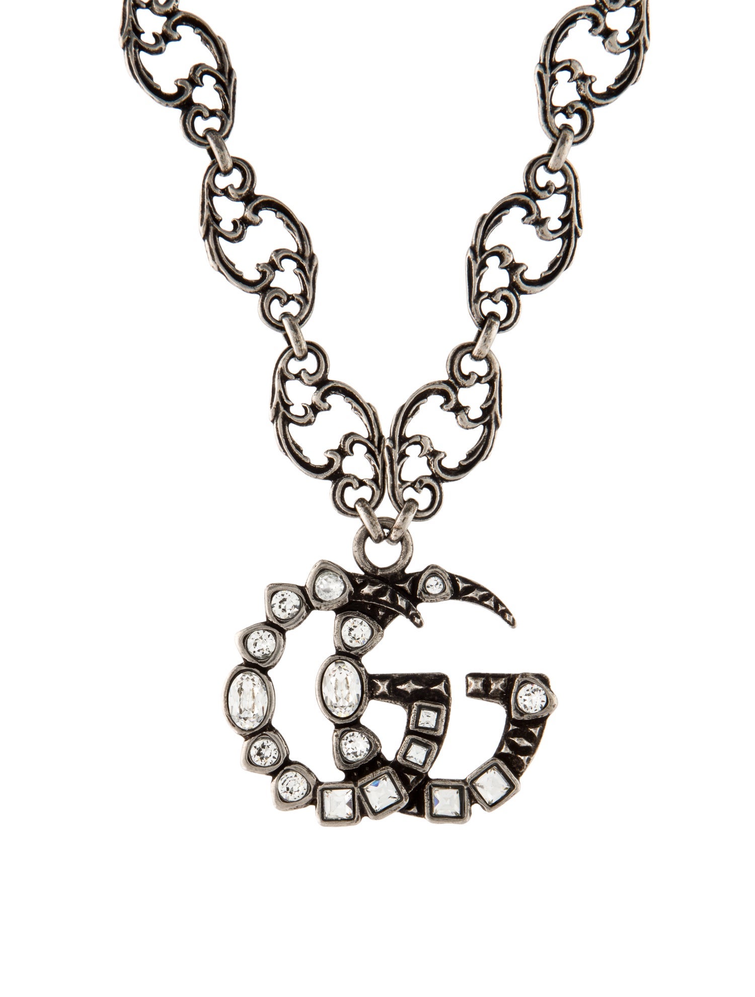 Gucci Crystal-Embellished Double G Pendant Necklace