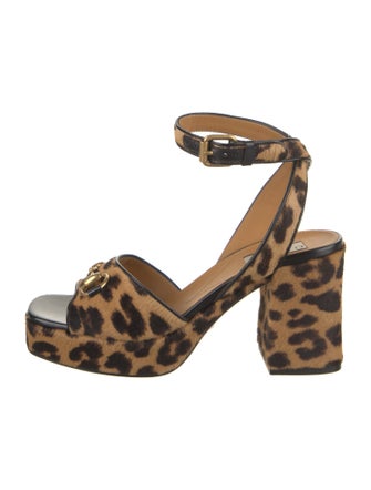 Gucci Ponyhair Animal Print Sandals