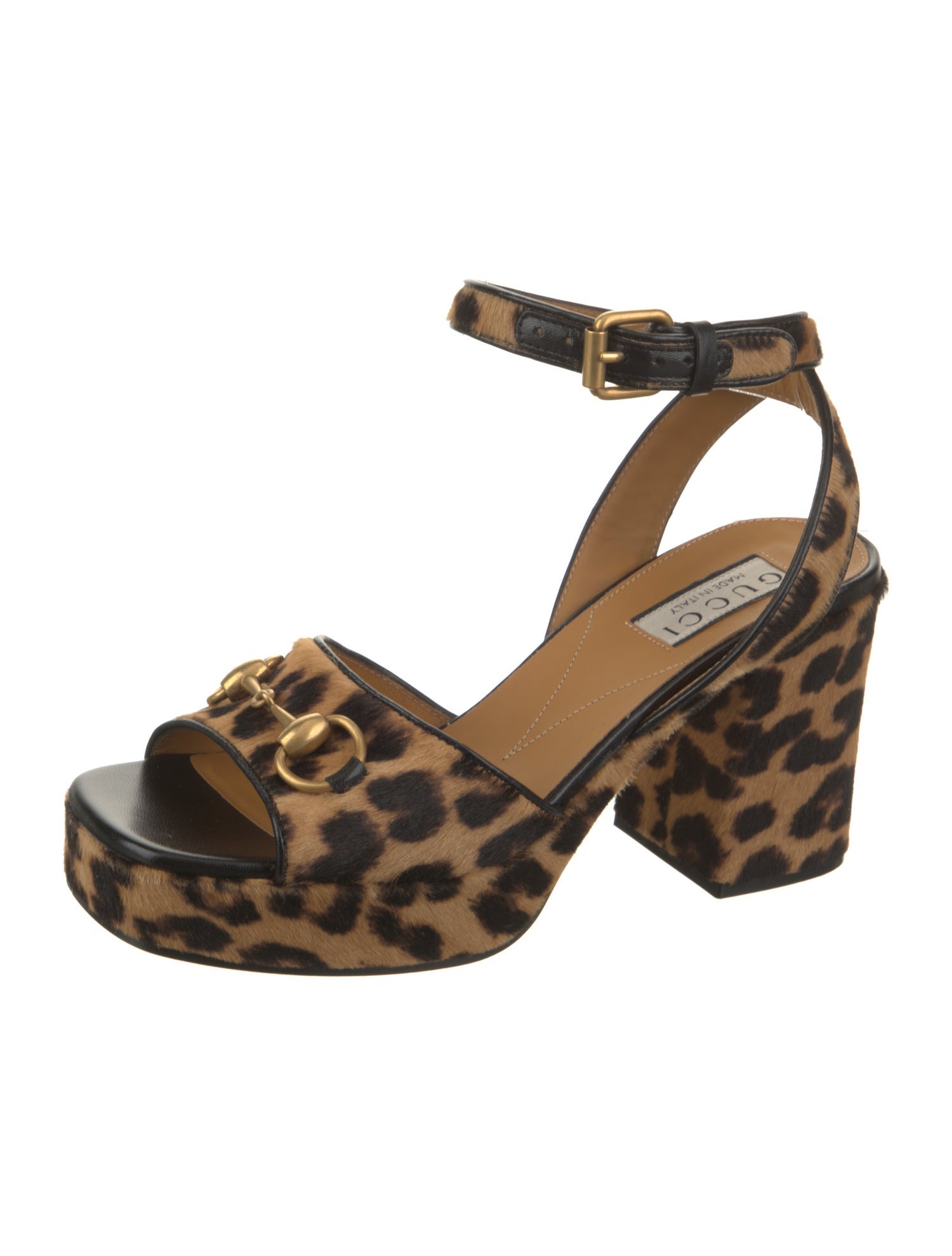 Gucci Horsebit Accent Ponyhair Sandals