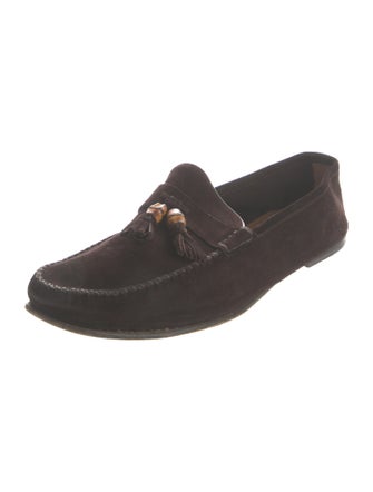 Gucci Bamboo Accent Suede Loafers