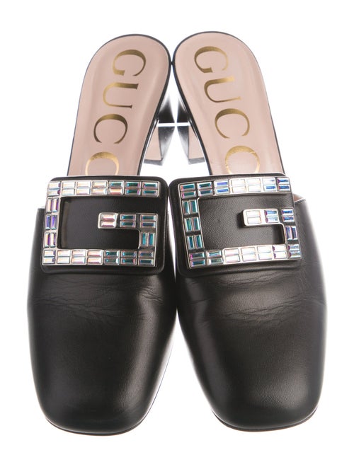 Gucci Leather Crystal Embellishments Mules