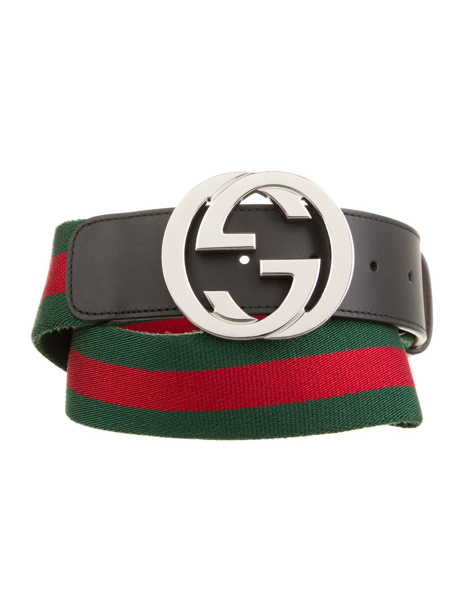 Gucci Web Accent Leather Belt