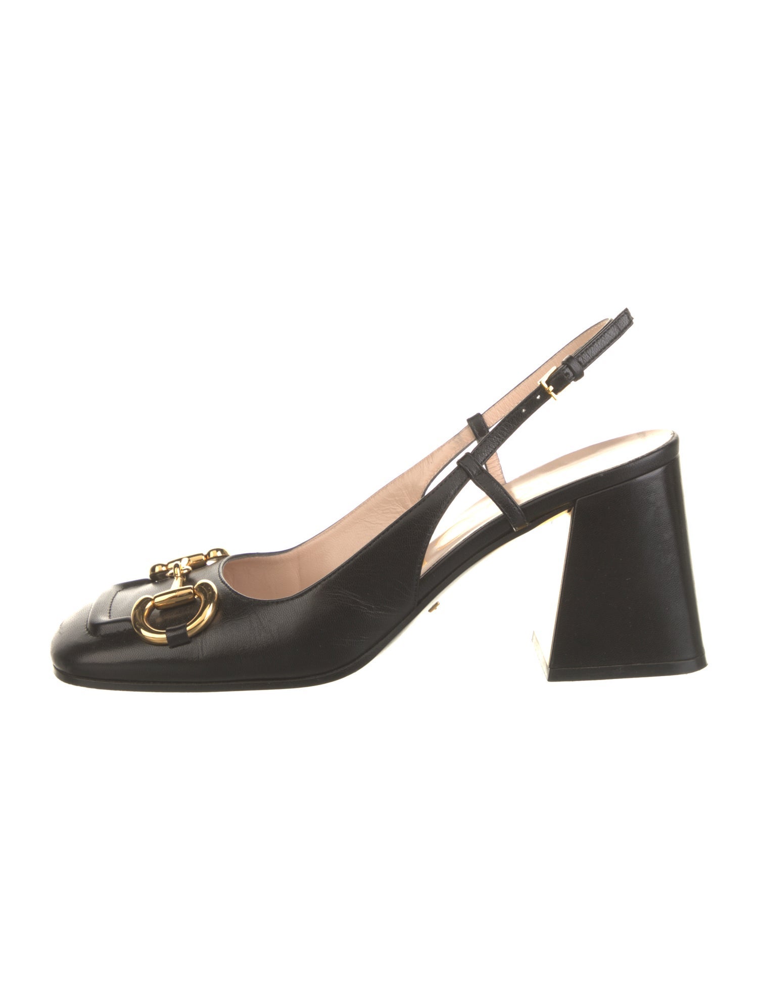 Gucci Horsebit Accent Leather Slingback Pumps
