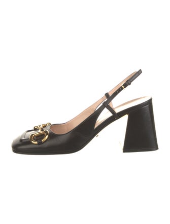 Gucci Horsebit Accent Leather Slingback Pumps