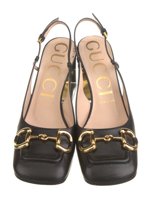 Gucci Horsebit Accent Leather Slingback Pumps