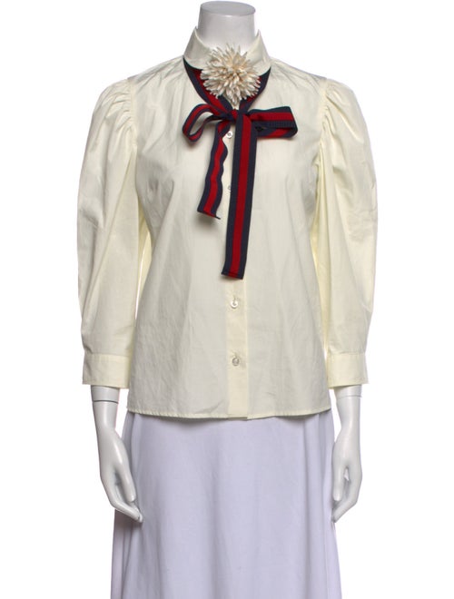 Gucci 2017 Mock Neck Button-Up Top