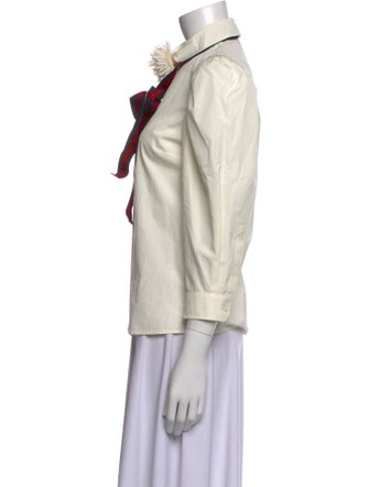 Gucci 2017 Mock Neck Button-Up Top