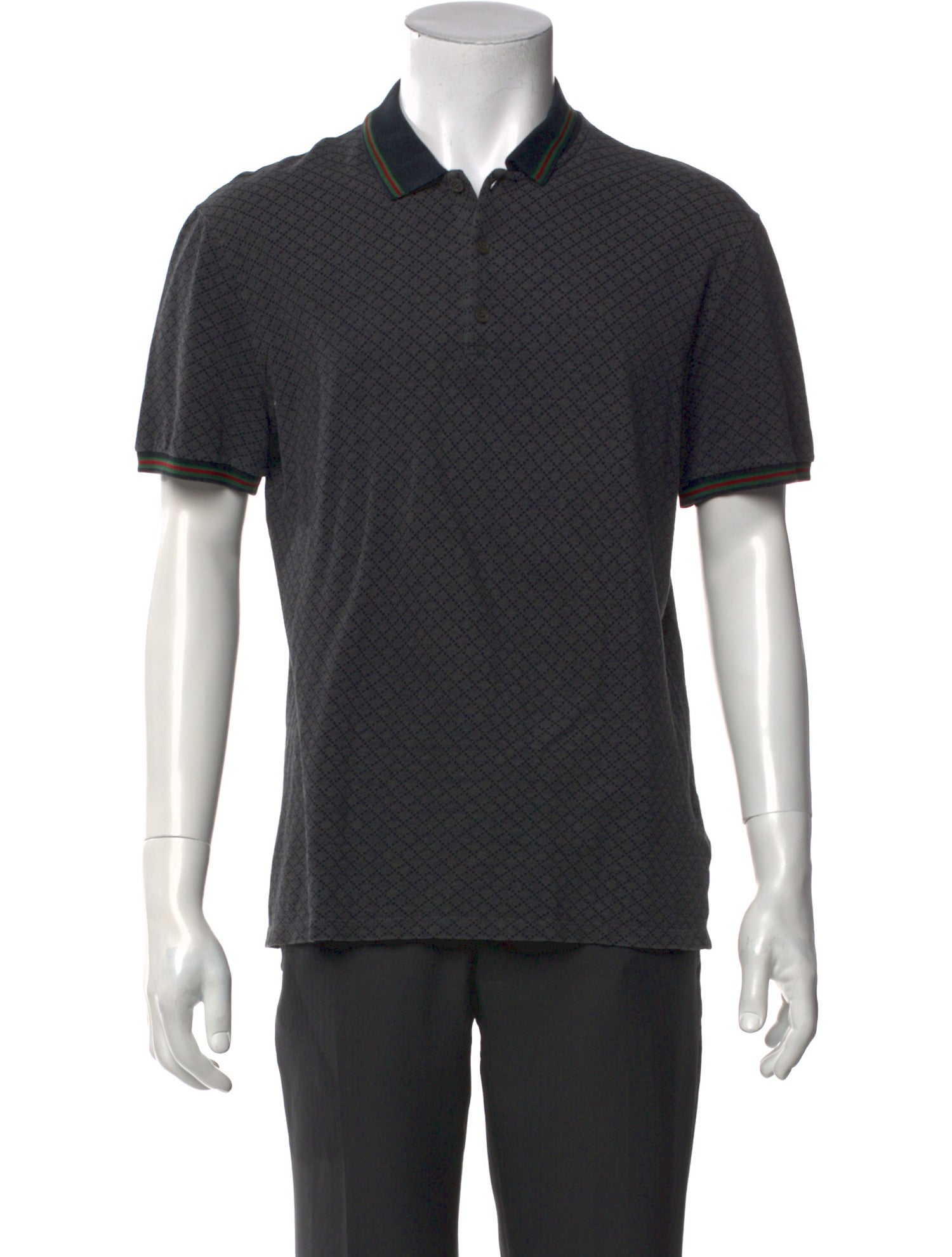 Gucci Diamante Print V-Neck Polo Shirt