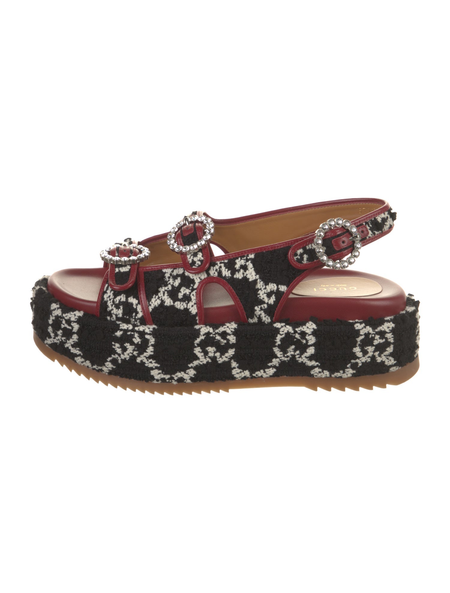 Gucci Printed Crystal Embellishments Slingback Sandals