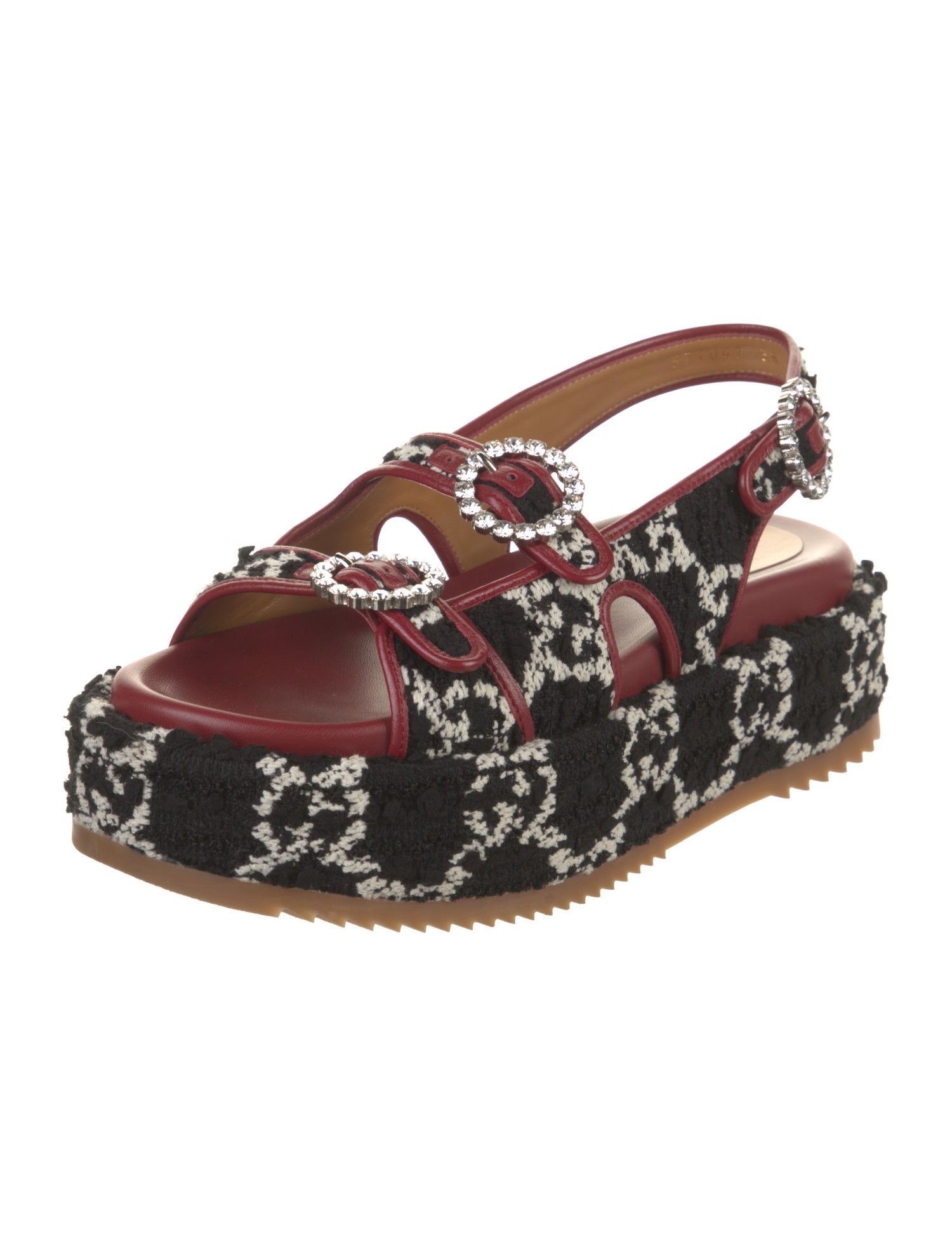 Gucci Printed Crystal Embellishments Slingback Sandals
