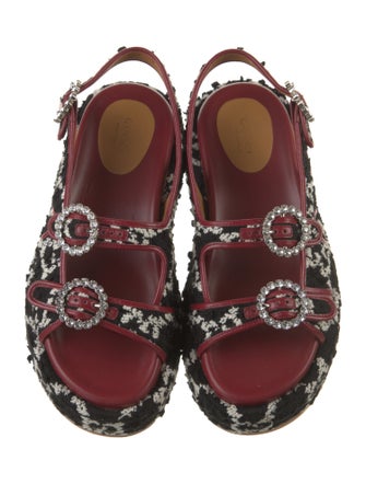 Gucci Printed Crystal Embellishments Slingback Sandals