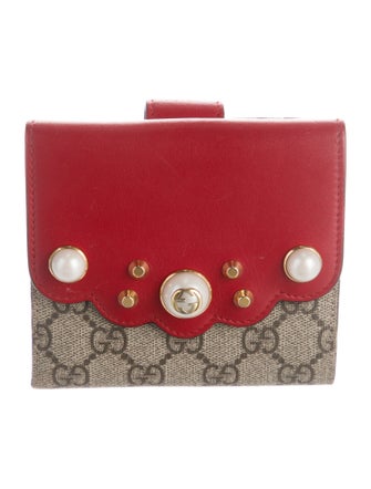 Gucci Faux Pearl Accents Compact Wallet