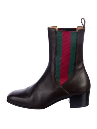 Gucci Web Accent Leather Chelsea Boots