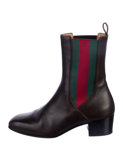 Gucci Web Accent Leather Chelsea Boots