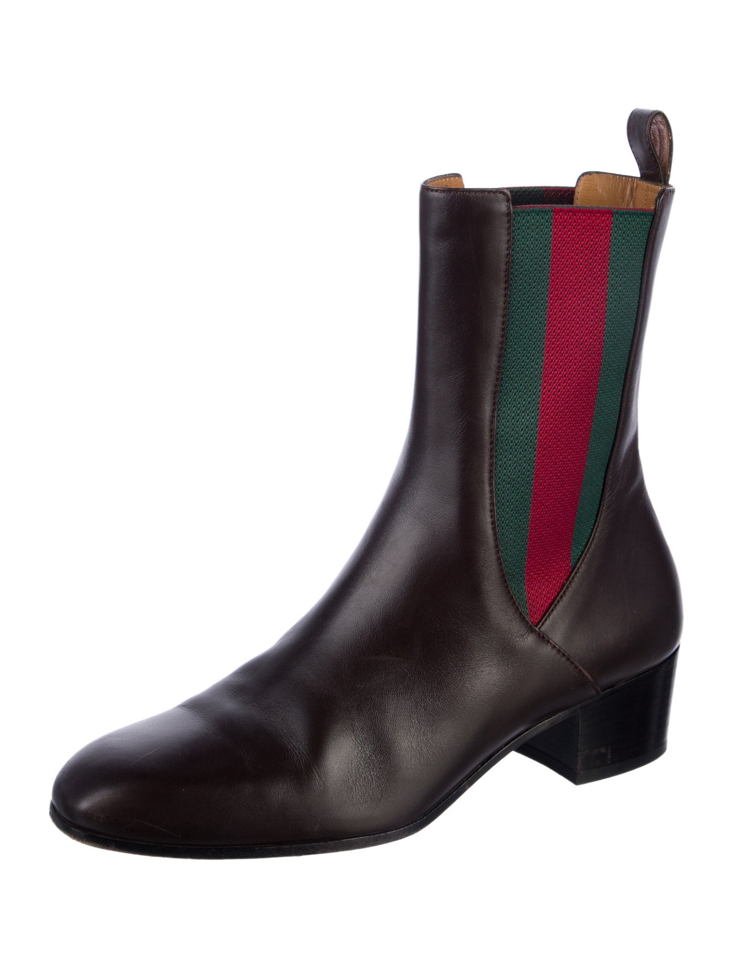 Gucci Web Accent Leather Chelsea Boots