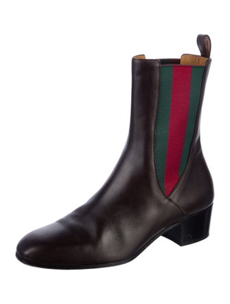 Gucci Web Accent Leather Chelsea Boots