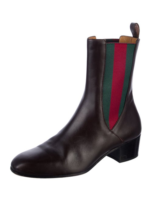 Gucci Web Accent Leather Chelsea Boots