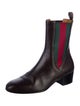 Gucci Web Accent Leather Chelsea Boots
