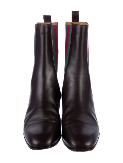 Gucci Web Accent Leather Chelsea Boots