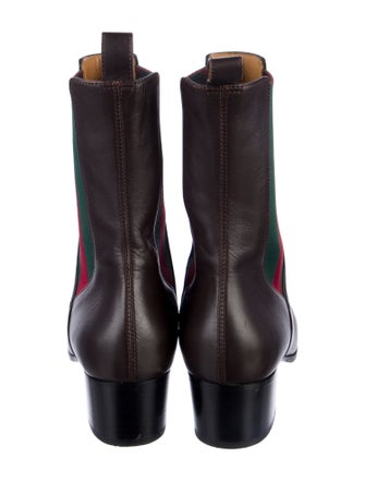 Gucci Web Accent Leather Chelsea Boots