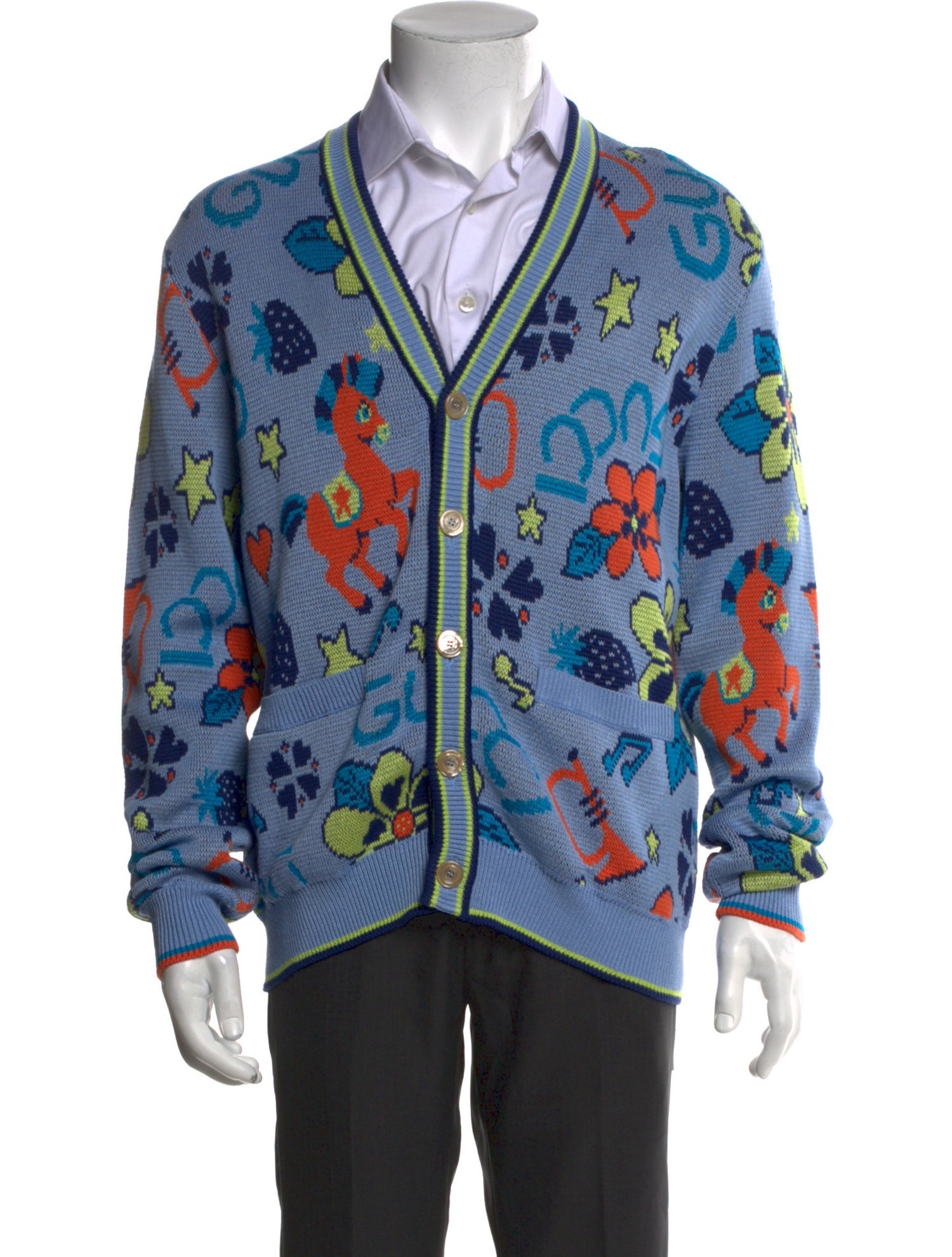 Gucci Horsebit Accent Printed Cardigan