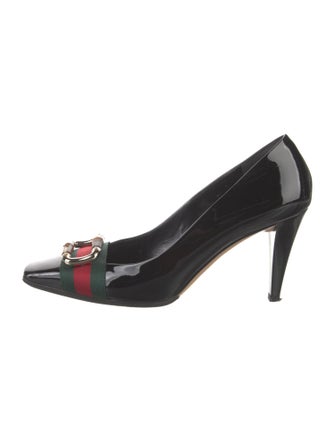 Gucci Web Accent Patent Leather Pumps
