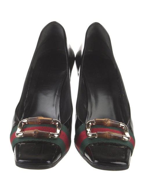 Gucci Web Accent Patent Leather Pumps