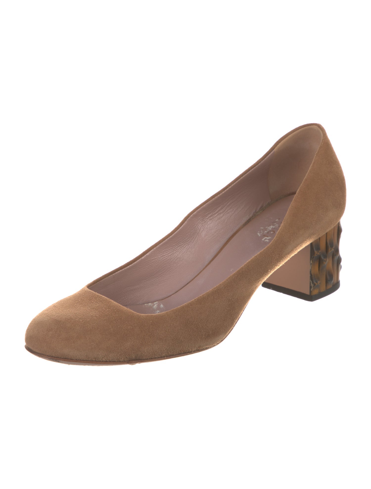 Gucci Bamboo Accent Suede Pumps