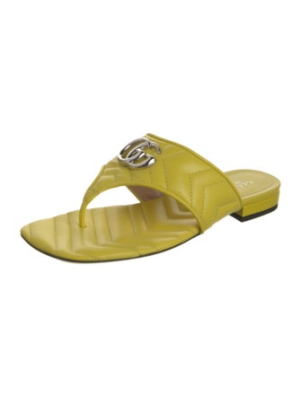 Gucci Double G Logo Leather Slides