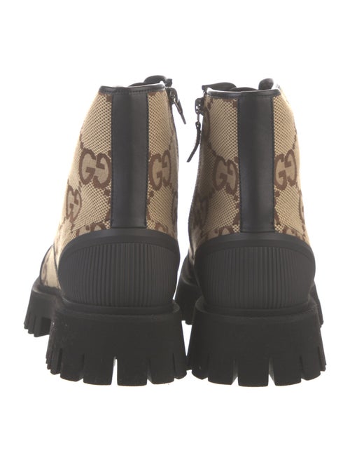 Gucci GG Canvas Leather Trim Embellishment Chelsea Boots