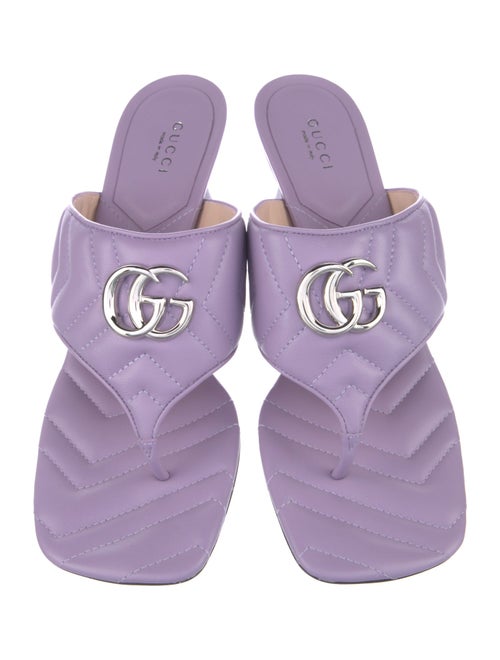 Gucci Double G Logo Leather Flip Flops
