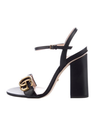 Gucci Double G Logo Leather Sandals