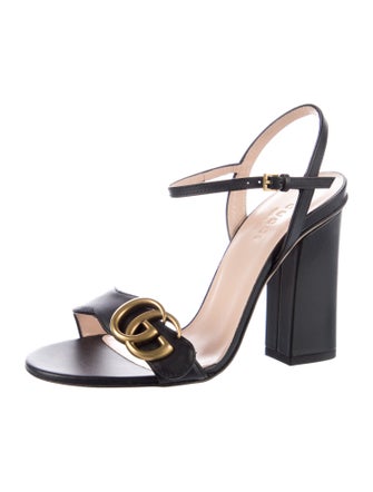 Gucci Double G Logo Leather Sandals