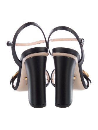 Gucci Double G Logo Leather Sandals