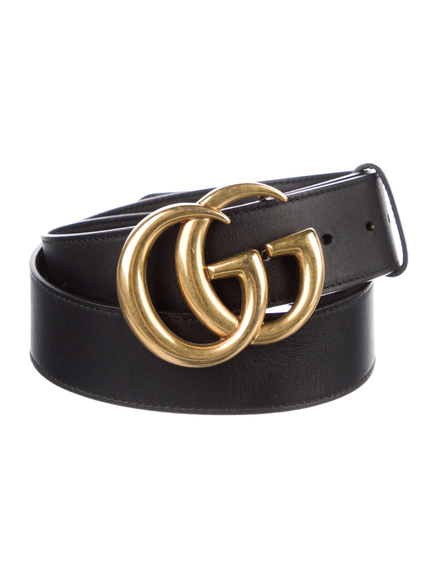 Gucci Double G Logo Leather Belt