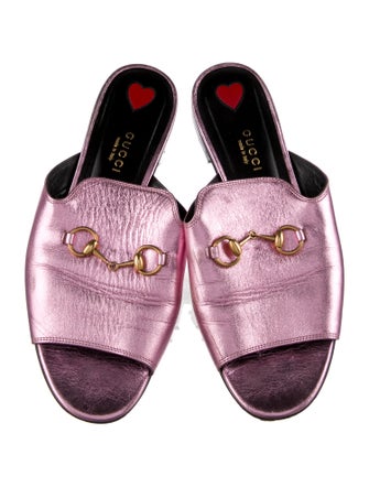 Gucci Horsebit Accent Leather Slides