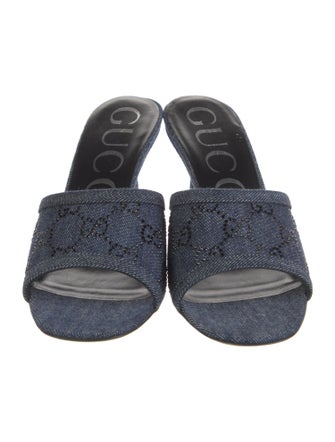 Gucci GG Logo Denim Slides