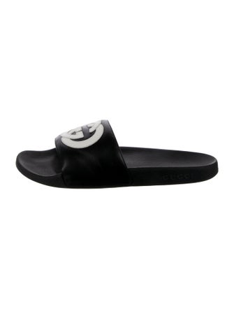 Gucci Interlocking G Logo Leather Slides