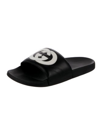 Gucci Interlocking G Logo Leather Slides