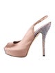 Gucci Satin Crystal Embellishments Slingback Pumps