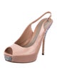 Gucci Satin Crystal Embellishments Slingback Pumps