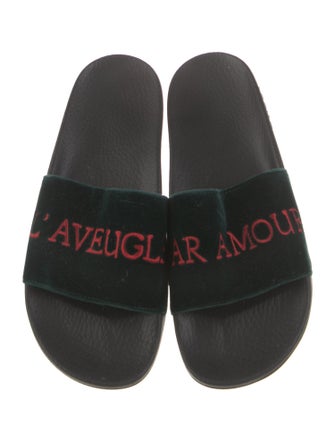 Gucci Velvet Printed Slides