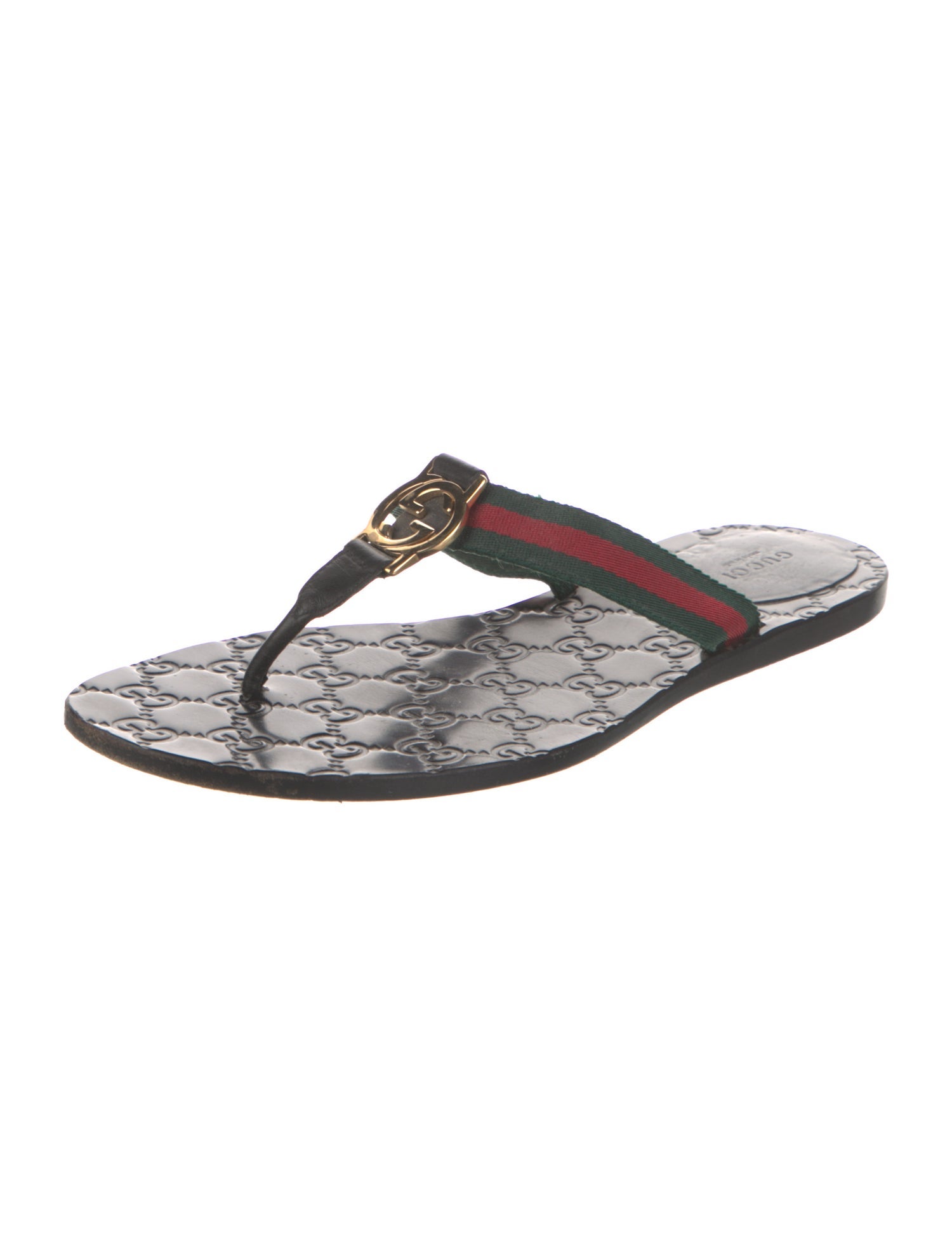 Gucci GG Supreme Leather Flip Flops