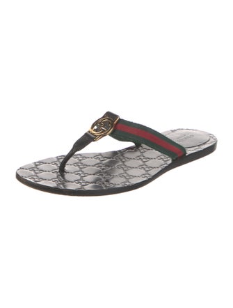 Gucci GG Supreme Leather Flip Flops
